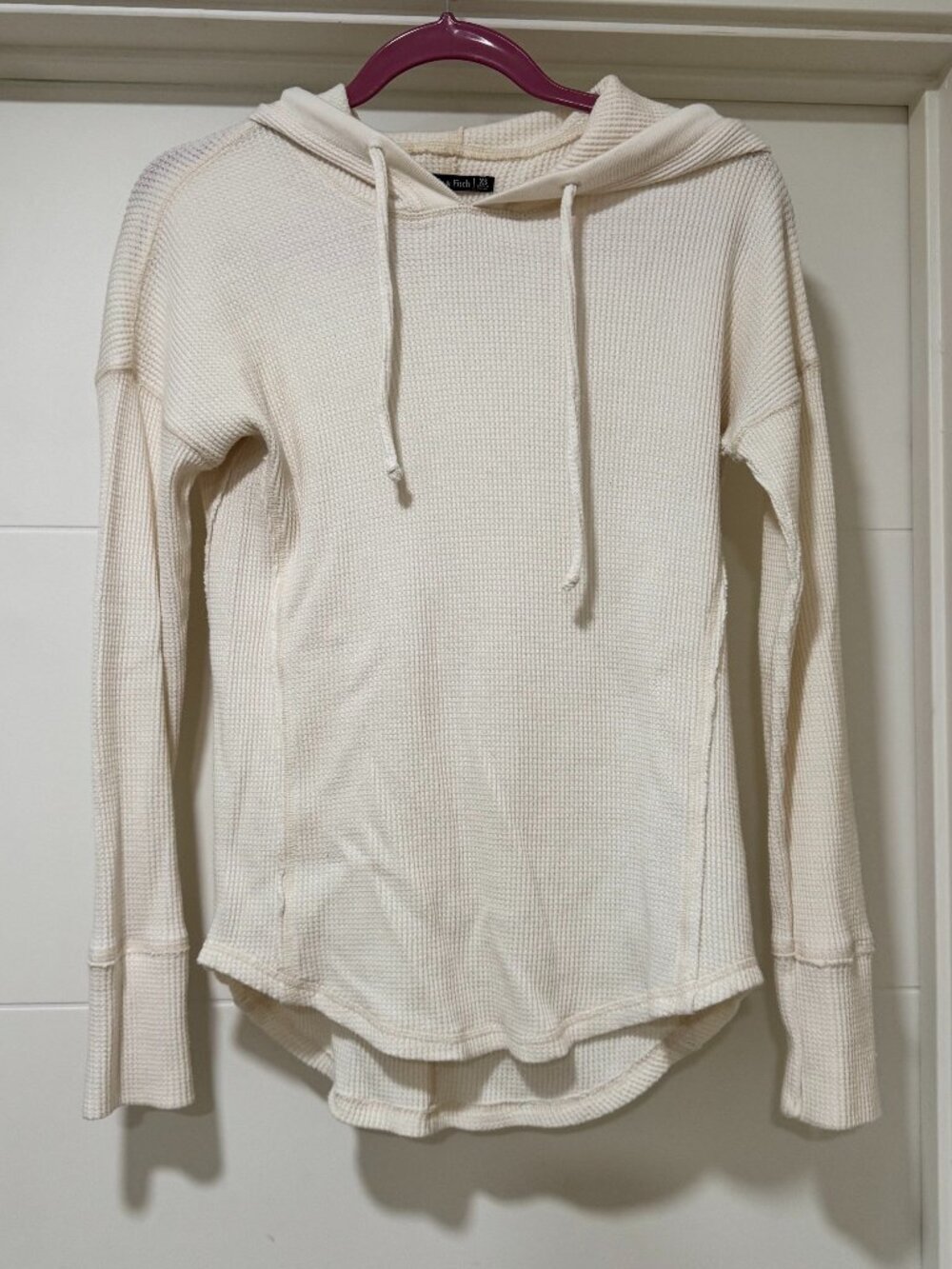 Abercrombie & Fitch Cream Waffle Knit Hoodie XS Thermal